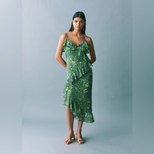 MSRP $99 MANGO RUFFLED PRINTED DRESS